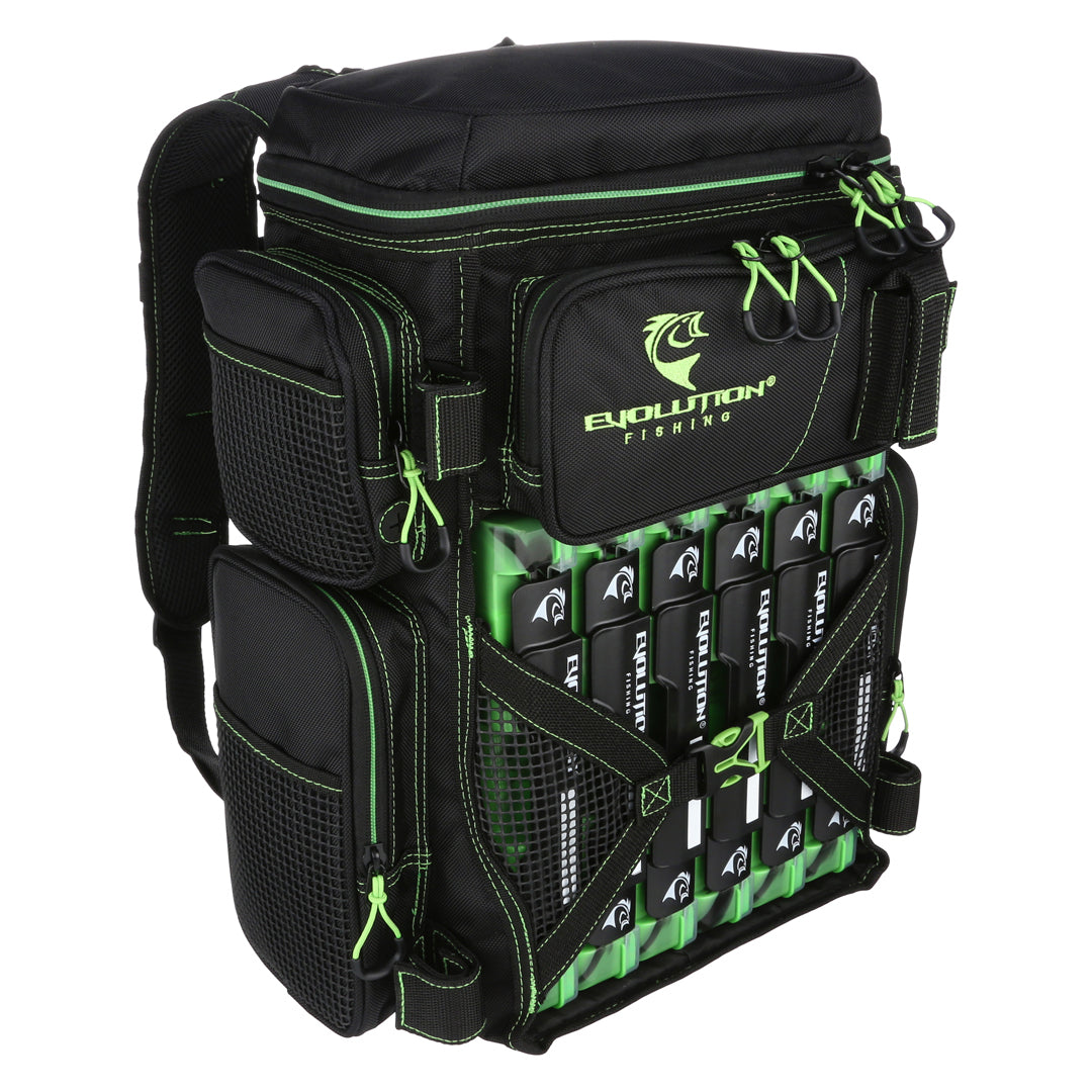 Evolution Outdoor Drift Series 3600 Tackle Backpack with Rod Holders & QuikLatch Trays