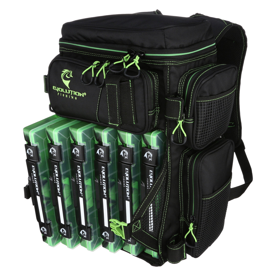 Evolution Outdoor Drift Series 3600 Tackle Backpack with Rod Holders & QuikLatch Trays