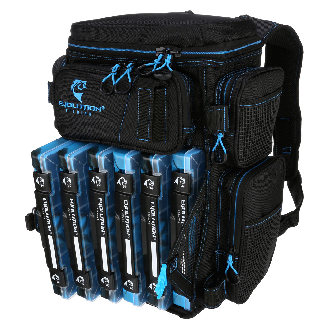 Evolution Outdoor Drift Series 3600 Tackle Backpack with Rod Holders & QuikLatch Trays