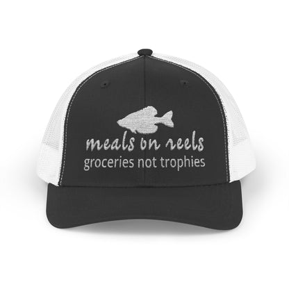 Texas Rigged Tees Meals on Reels: Groceries Not Trophies — Embroidered Baseball Cap