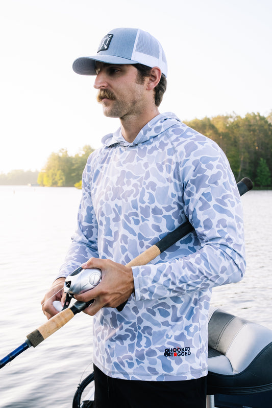 Hooked & Tagged  - Men's Old School Camo Performance Hoodies
