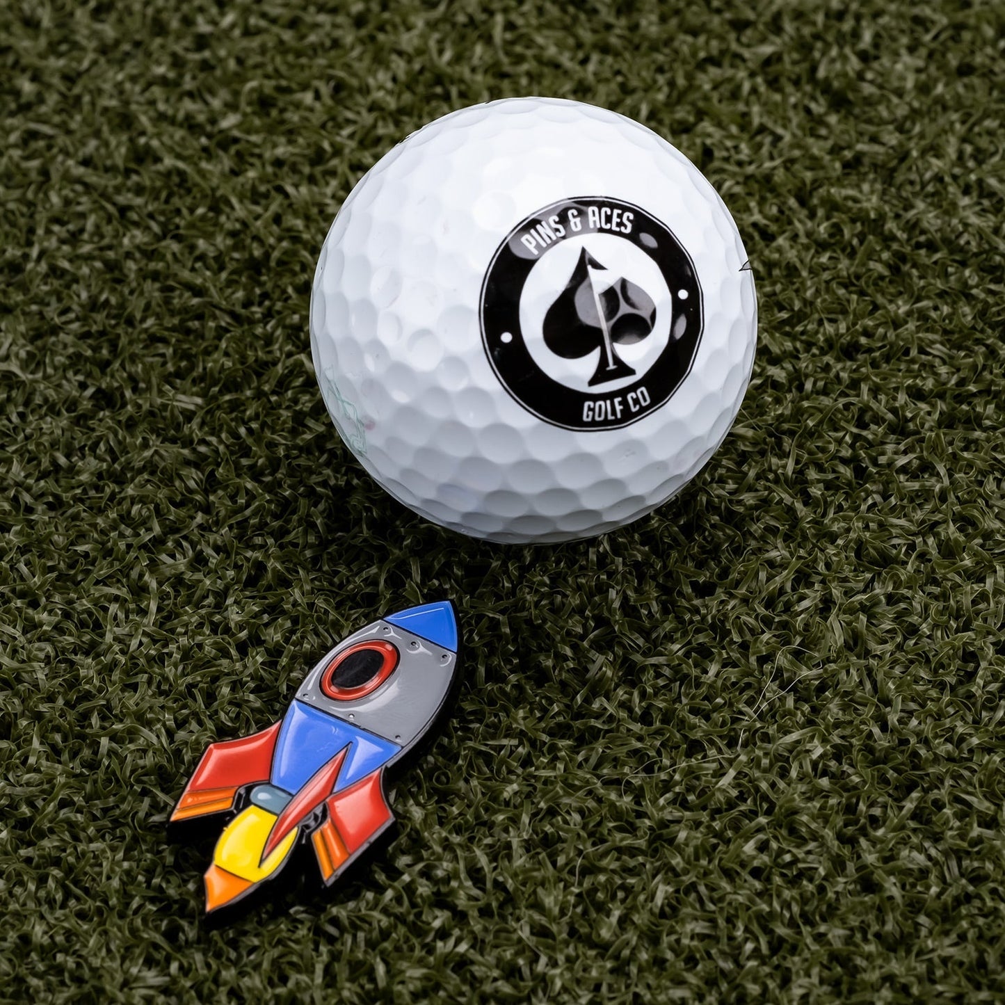 Pins and Aces Rocket Emoji Ball Marker