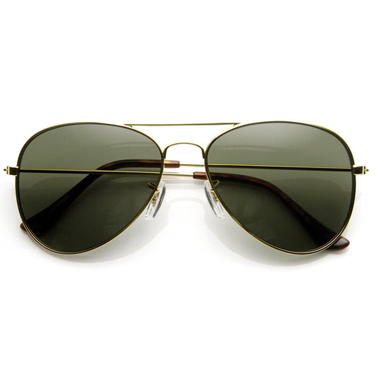 zeroUV  - Limited Dead Stock Glass Lens Classic Metal Military Aviator Sunglasses 1042