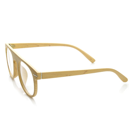 zeroUV Artistic Wood Print Indie Key Hole Flat Top Round Clear Lens Glasses 9152