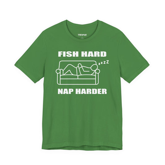 Texas Rigged Tees Fish Hard, Nap Harder — Unisex Cotton Tee