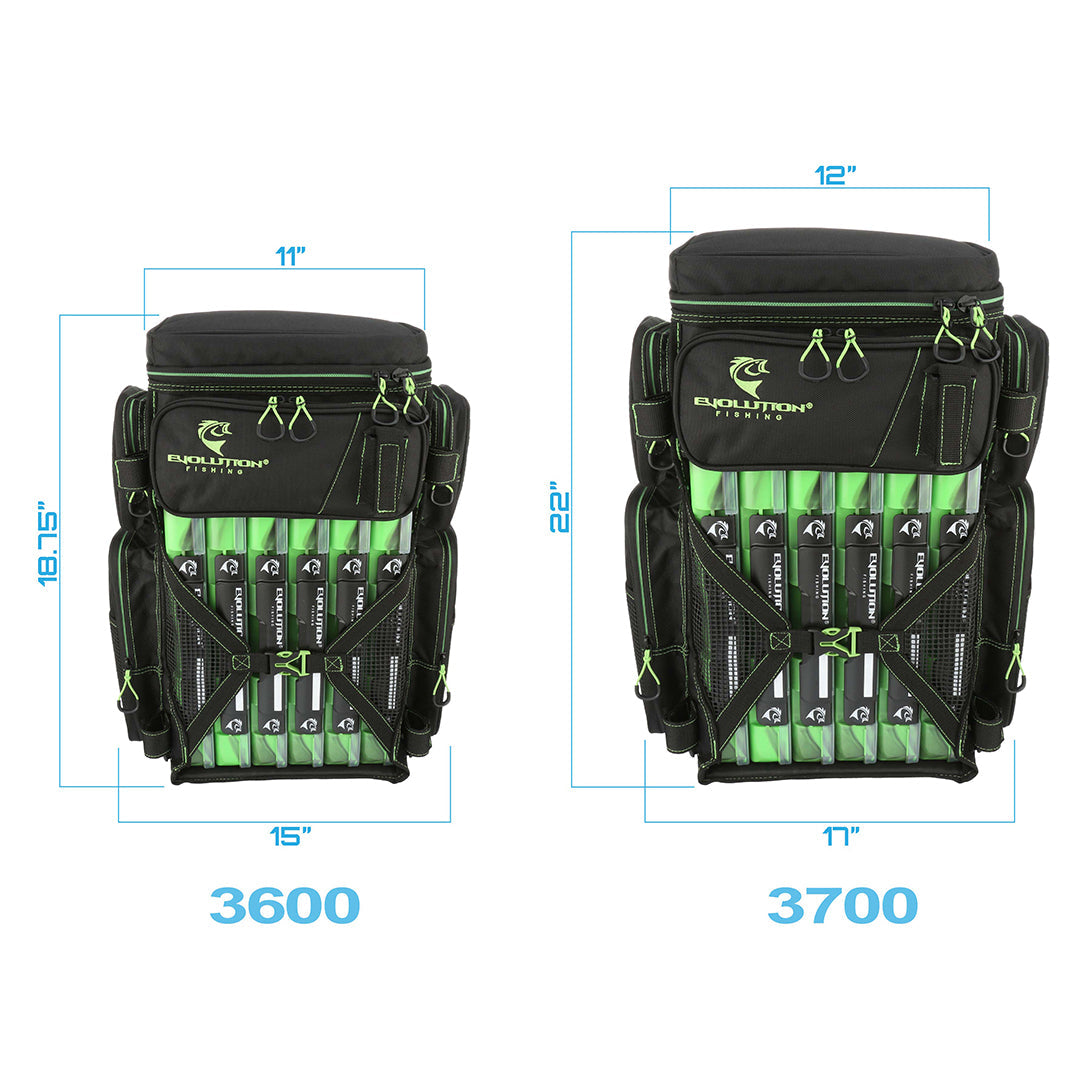 Evolution Outdoor Drift Series 3600 Tackle Backpack with Rod Holders & QuikLatch Trays