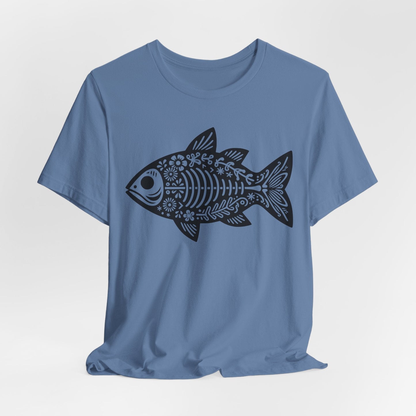 Texas Rigged Tees Mexican Flora Fish Skeleton — Unisex Cotton Tee