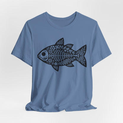 Texas Rigged Tees Mexican Flora Fish Skeleton — Unisex Cotton Tee