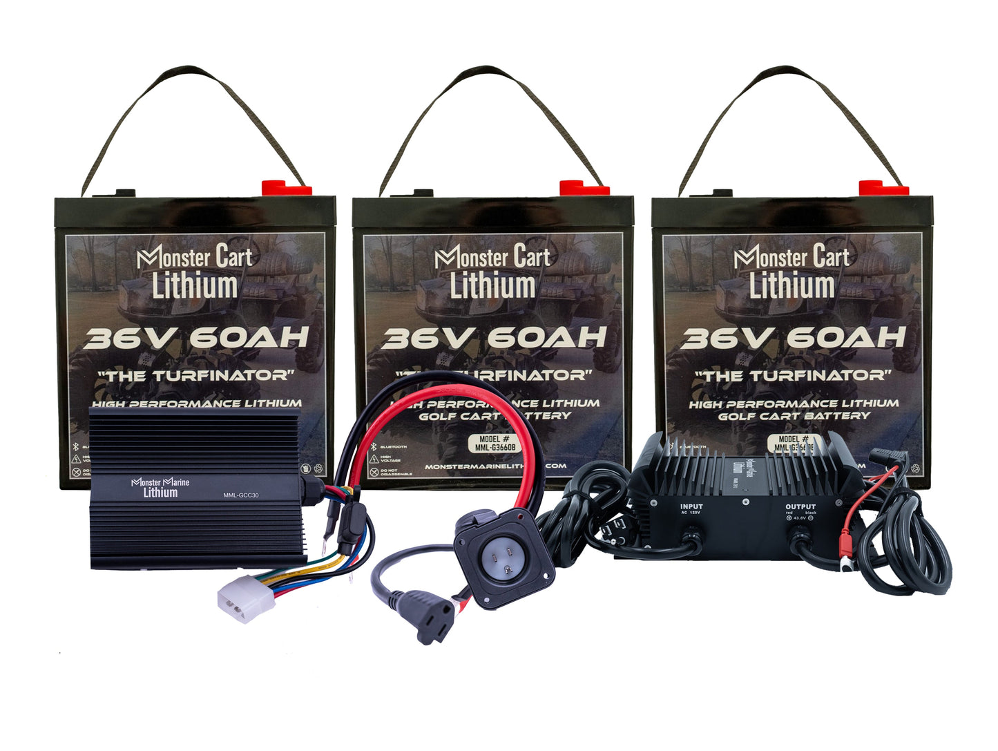 Monster Marine Lithium BIG BUNDLE 36v 180Ah- (3) 36V 60AH LITHIUM BATTERY & 36V 15A WATERPROOF CHARGER