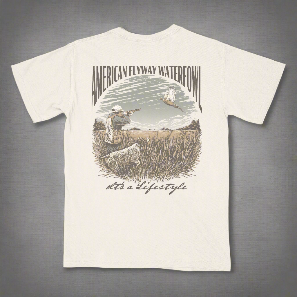 American Flyway Waterfowl Flying Pheasant Ivory with Pocket