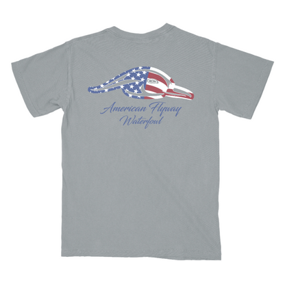 American Flyway Waterfowl Stars and Stripes Tee - Grey