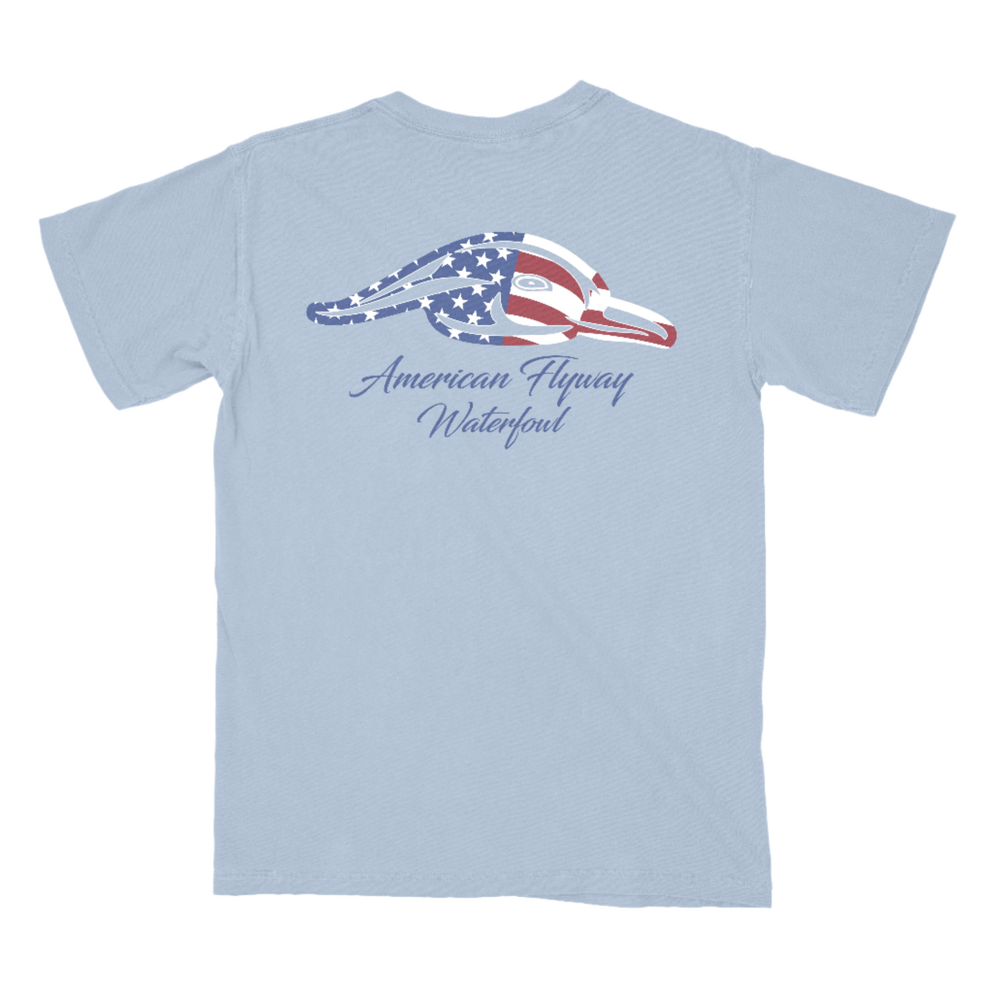 American Flyway Waterfowl Stars and Stripes Tee - Light Blue
