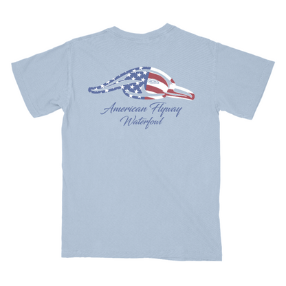 American Flyway Waterfowl Stars and Stripes Tee - Light Blue
