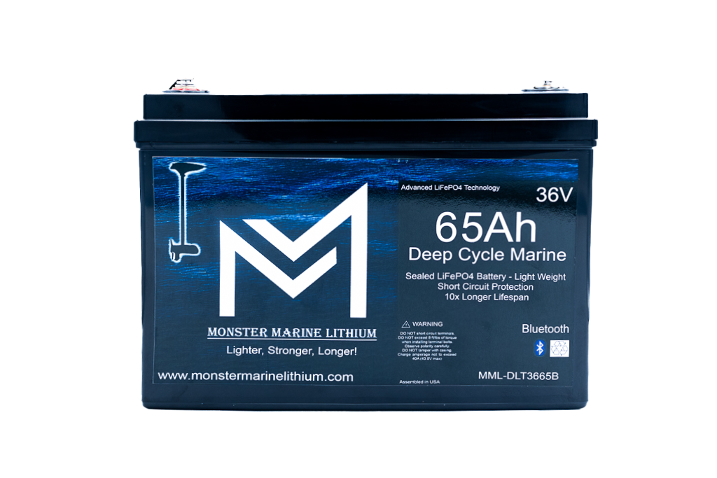 Monster Marine Lithium 36V 65Ah Bluetooth Deep Cycle Lithium Trolling Battery