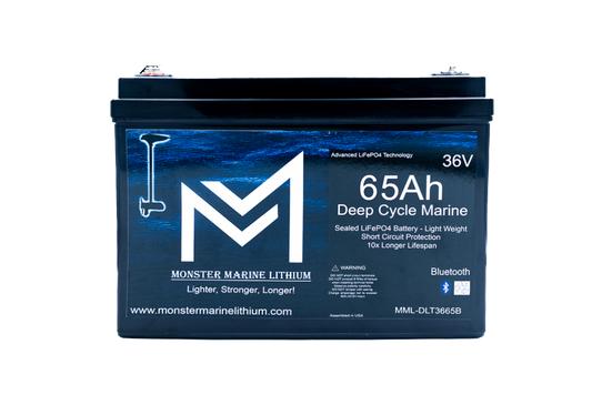 Monster Marine Lithium 36V 65Ah Bluetooth Deep Cycle Lithium Trolling Battery