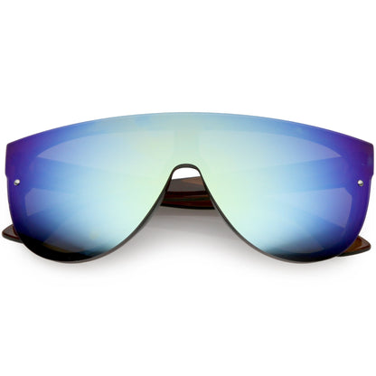 zeroUV Retro Modern Flat Top Mirror Lens Shield Aviator Sunglasses 9798