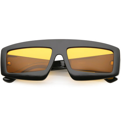 zeroUV Retro Modern Rectangle Flat Lens Color Tinted Sunglasses C747