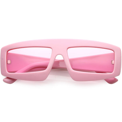 zeroUV Retro Modern Rectangle Flat Lens Color Tinted Sunglasses C747
