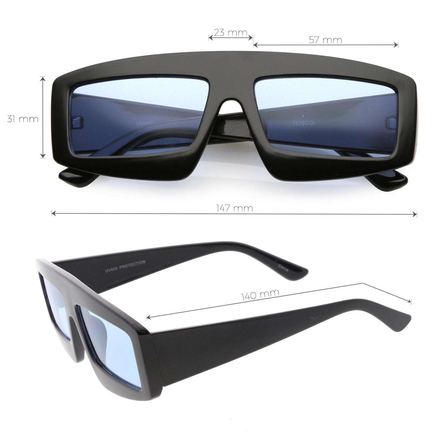 zeroUV Retro Modern Rectangle Flat Lens Color Tinted Sunglasses C747