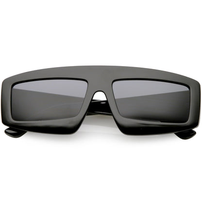 zeroUV Futuristic Retro Rectangle Block Flat Lens Sunglasses C752