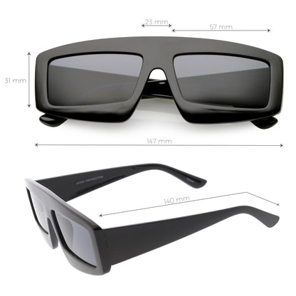zeroUV Futuristic Retro Rectangle Block Flat Lens Sunglasses C752