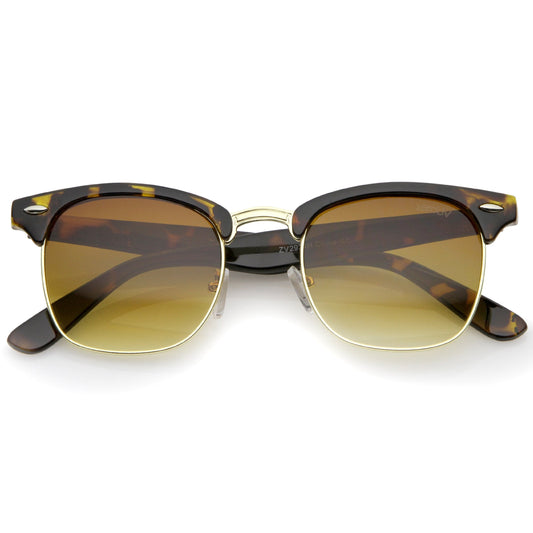 zeroUV  - Indie Half Frame Horned Rim Vintage Inspired Sunglasses 2934