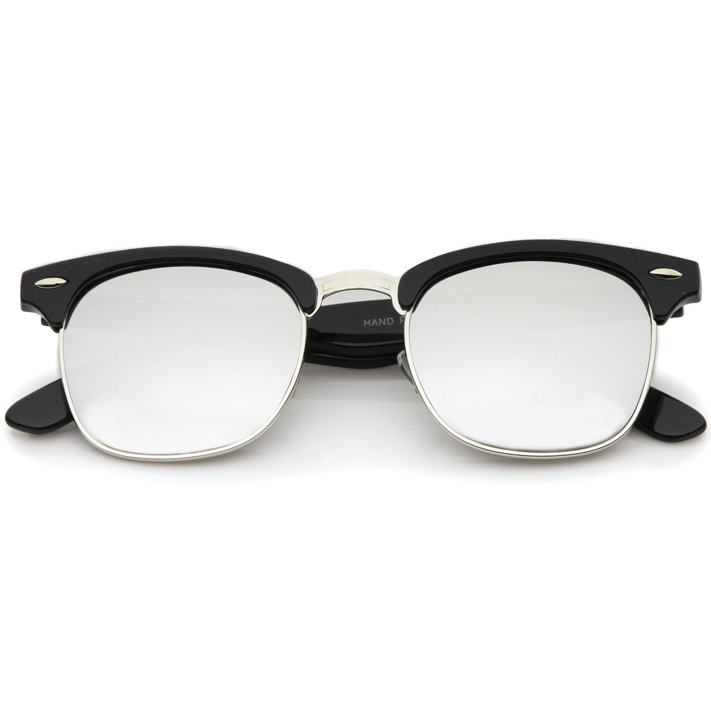 zeroUV Retro Horned Rim Half Frame Flash Mirror Lens Sunglasses 9309