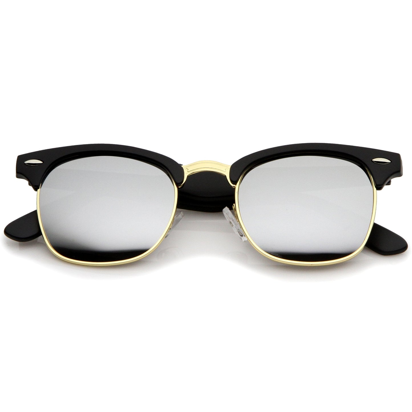 zeroUV Retro Horned Rim Half Frame Flash Mirror Lens Sunglasses 9309