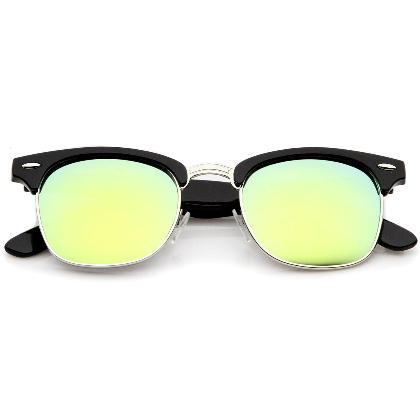 zeroUV Retro Horned Rim Half Frame Flash Mirror Lens Sunglasses 9309