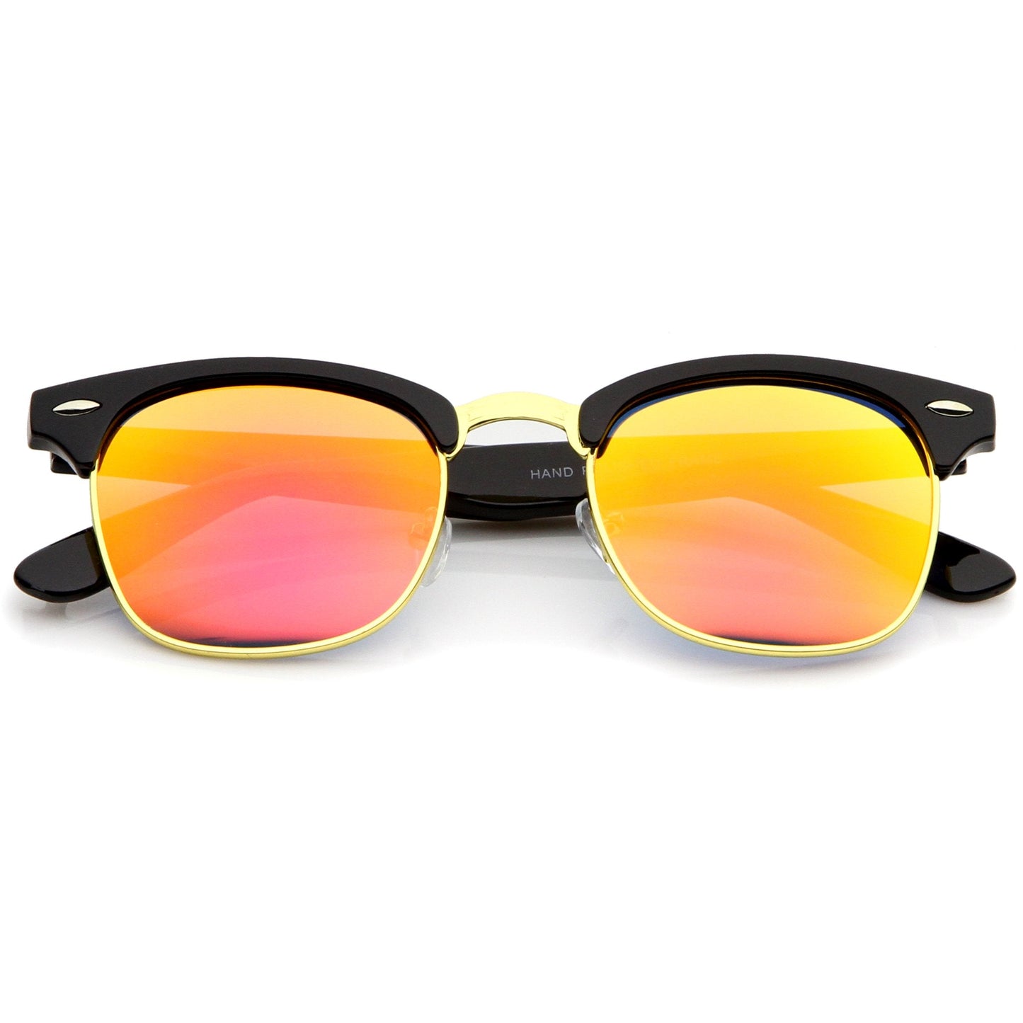 zeroUV Retro Horned Rim Half Frame Flash Mirror Lens Sunglasses 9309