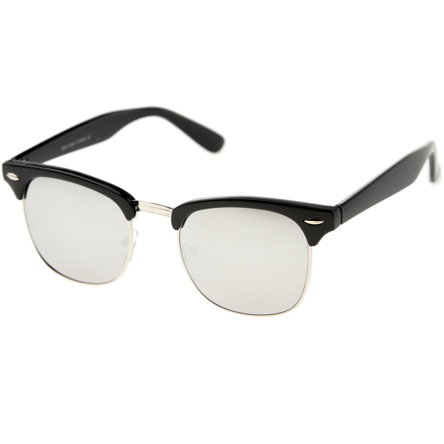 zeroUV Retro Horned Rim Half Frame Flash Mirror Lens Sunglasses 9309