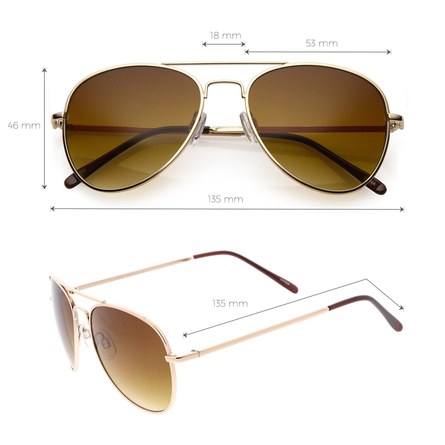 zeroUV  - Medium Classic Retro Metal Frame Aviator Sunglasses 53mm 1372