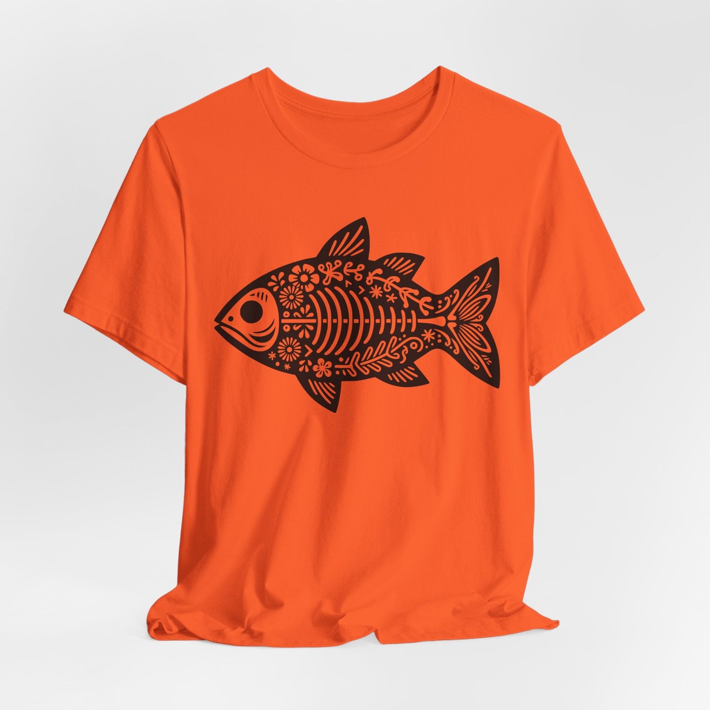 Texas Rigged Tees Mexican Flora Fish Skeleton — Unisex Cotton Tee