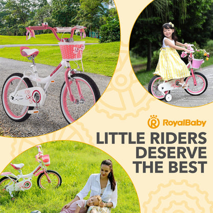 RoyalBaby Princess Girl Kids Outdoor Bicycle 18 Inch with Kickstand, Jenny/Pink