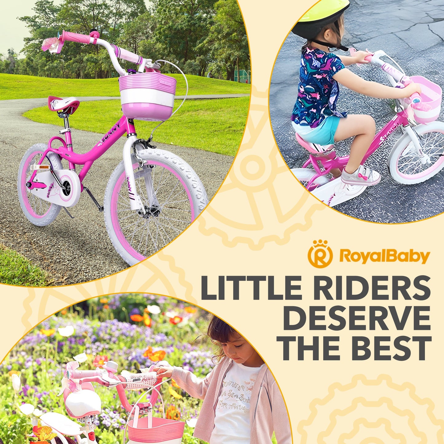 RoyalBaby Princess Girl Kids Outdoor Bicycle 18" with Kickstand, Bunny/Fuchsia