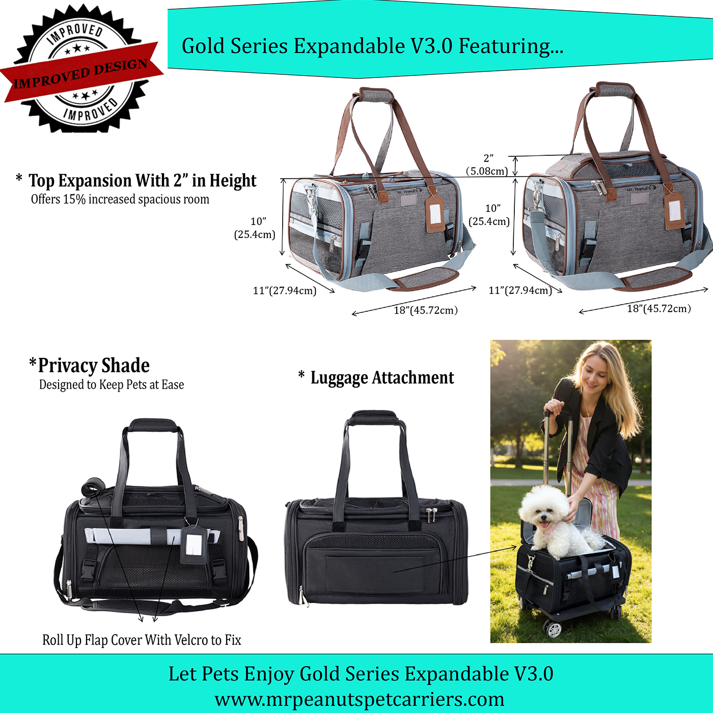 Mr. Peanut's Gold Series Standard Size Airline Compliant Expandable Pet Carrier