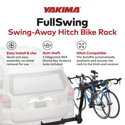 Yakima FullSwing Premium Swing-Away Bike Rack with ZipStrips, Universal Fit