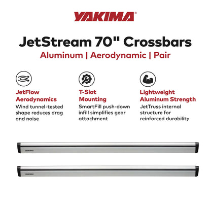 Yakima 70 Inch Pair JetStreamRoof Rack Crossbars, Compatible w/StreamLine Towers