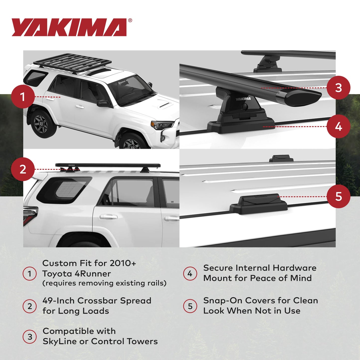 YAKIMA Landing Pad 29 Fixed Point Tower Installation Mounts for Rail Rooftops