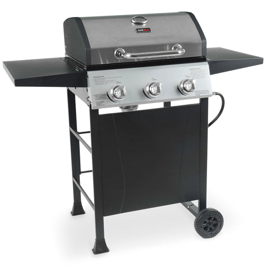 Grill Boss 27,000 BTU 3 Burner Gas Grill with Wheels, Cover, and Side Shelves