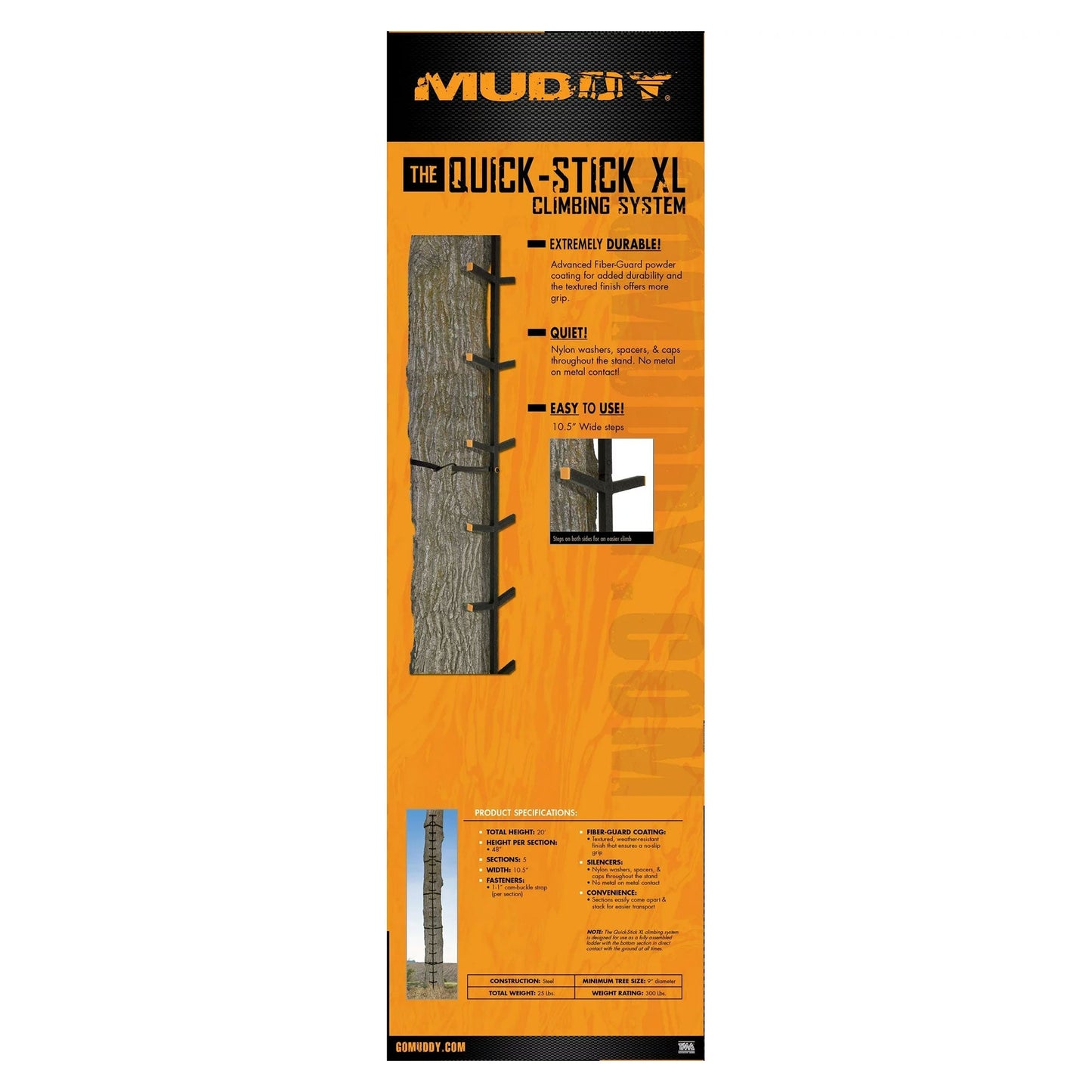 Muddy Outdoors Quick Stick XL Climbing Stick with Powder Coated Finish, Black