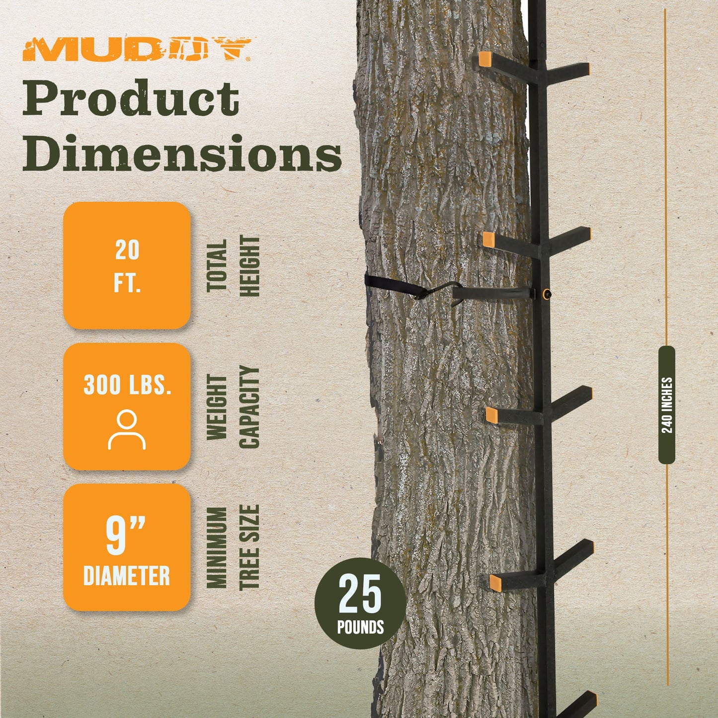 Muddy Outdoors Quick Stick XL Climbing Stick with Powder Coated Finish, Black