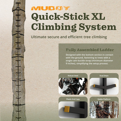 Muddy Outdoors Quick Stick XL Climbing Stick with Powder Coated Finish, Black
