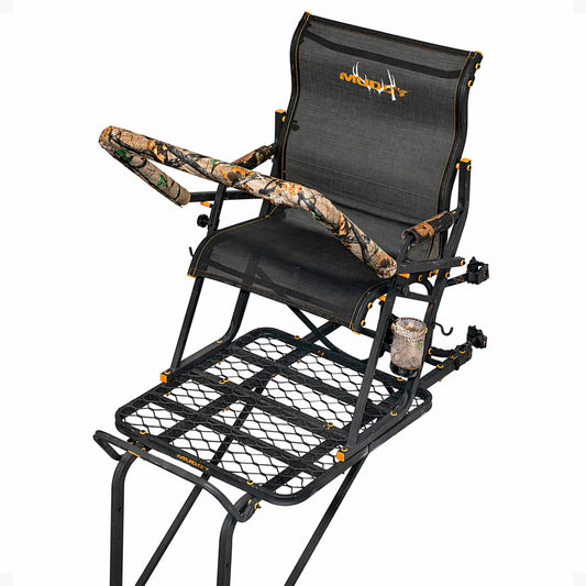 Muddy Boss Hawg 1.5 Deer Hunting 17 Foot Ladderstand Tree Stand w/Lumbar Seat