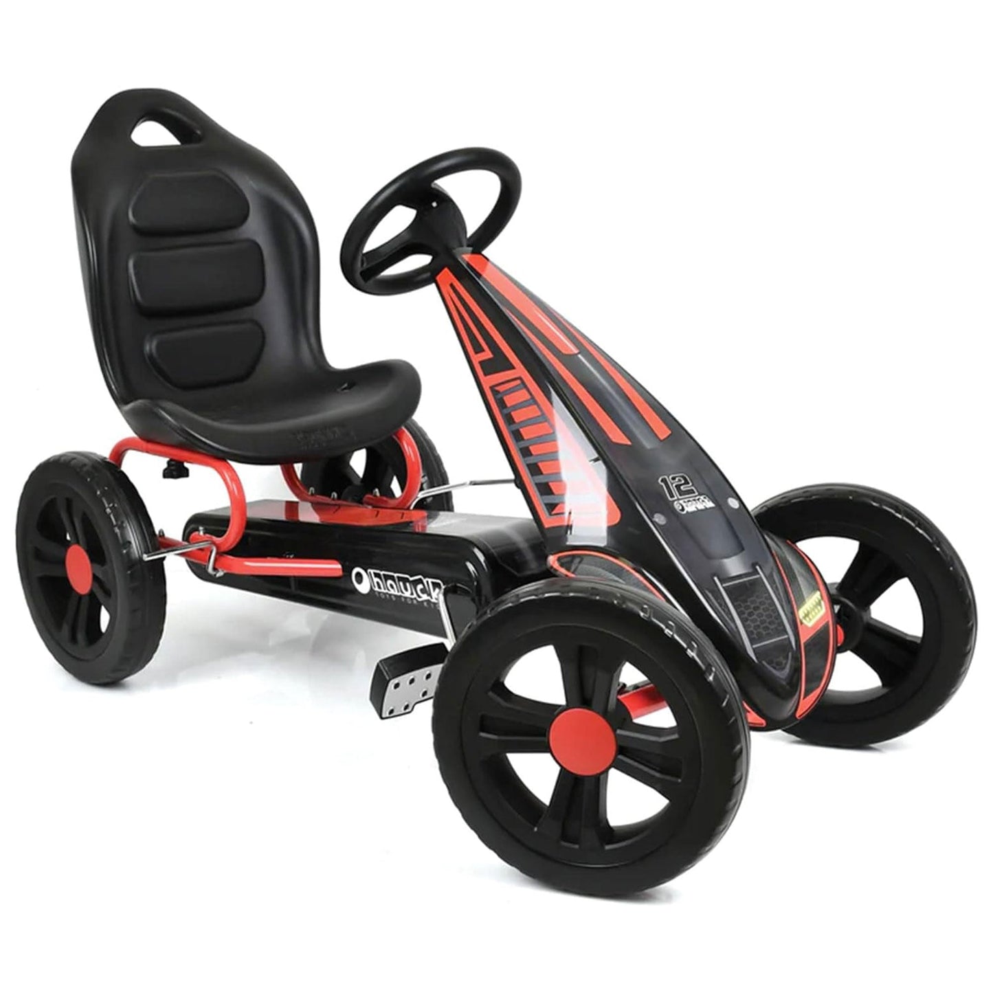 Hauck Hurricane Racing Go Kart w/Low Profile Rubber Tires, Handbrake Design, Red