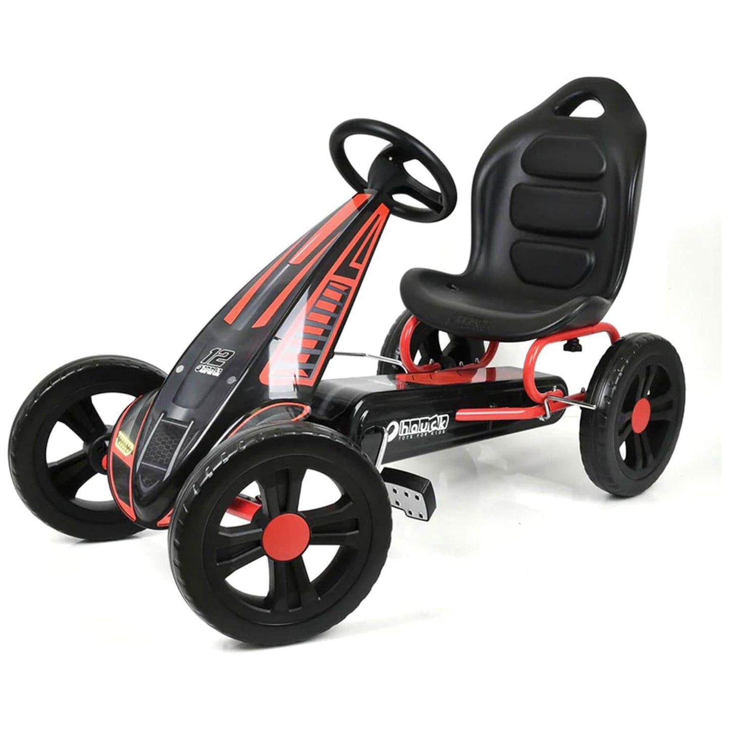 Hauck Hurricane Racing Go Kart w/Low Profile Rubber Tires, Handbrake Design, Red