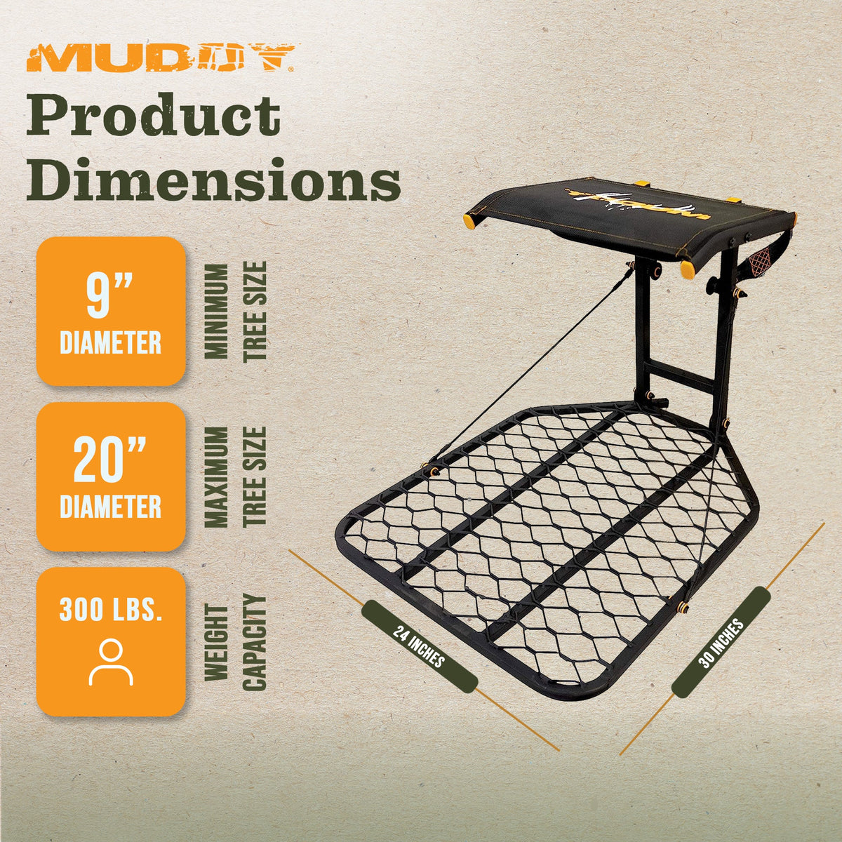 Muddy The Boss Wide Stance Hang On 1 Person Deer Hunting Tree Stand Platform