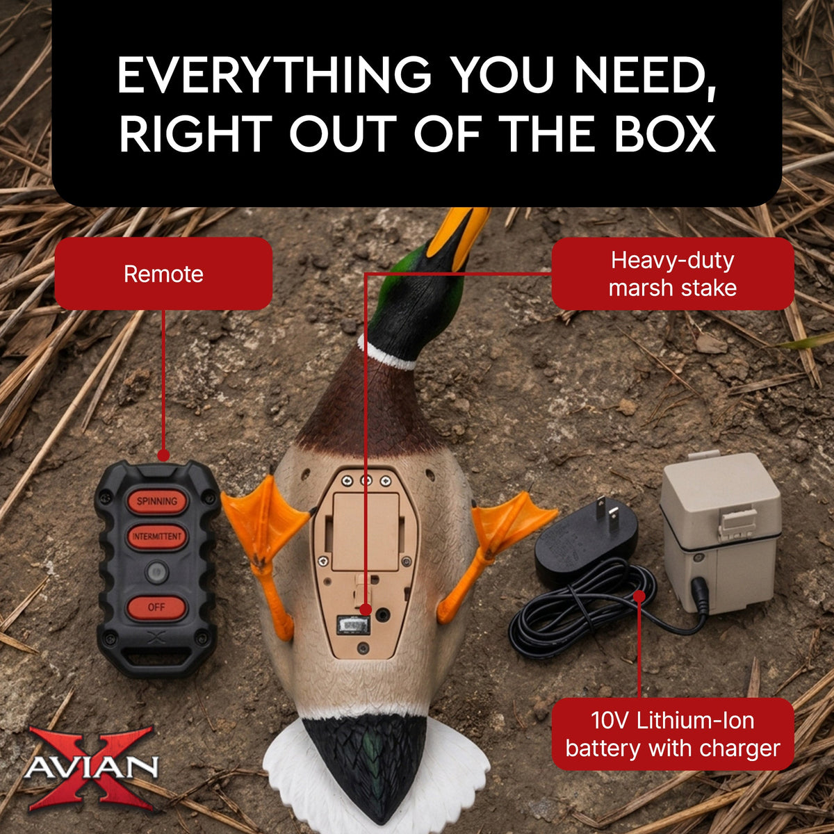 Avian X PowerFlight Mallard Weatherproof Realistic Spinning Wing Duck Decoy