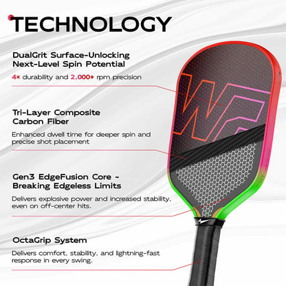 Warping Point Rainbow Pickleball Paddle - Gen 3