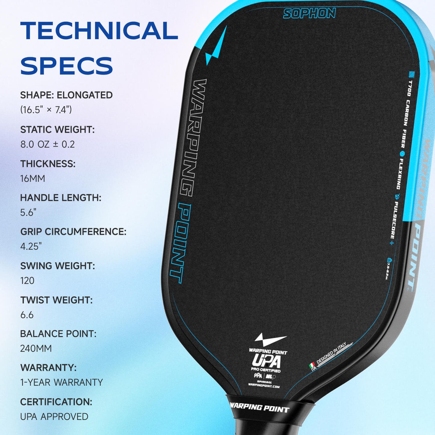 Warping Point Sophon Pickleball Paddle - 16mm
